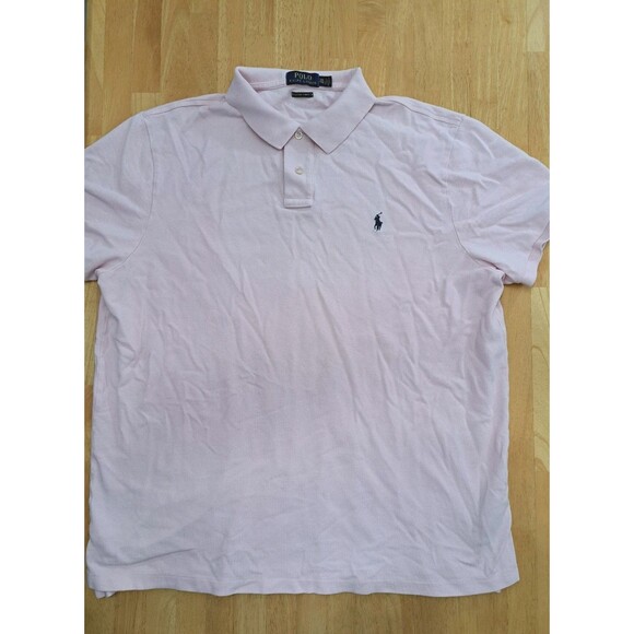 Polo Ralph Lauren Pink Performance Polo Pony Logo Golf Shirt Custom Slim Fit XXL - Picture 1 of 8